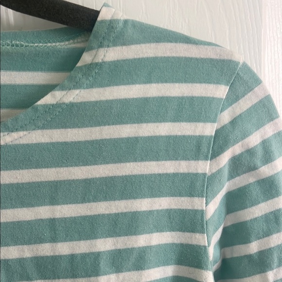 Saint James Green and White Striped Long Sleeve Shirt - Picture 7 of 16